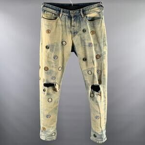 SCOTCH AND SODA Size 34 Blue Patch Cotton Acid Washed Jeans